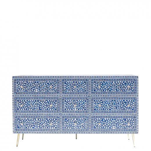 Mother of Pearl Inlay Nine Drawer Dresser