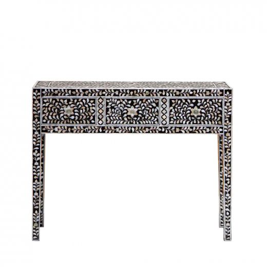 Mother of Pearl Inlay Three Drawer  Console Table