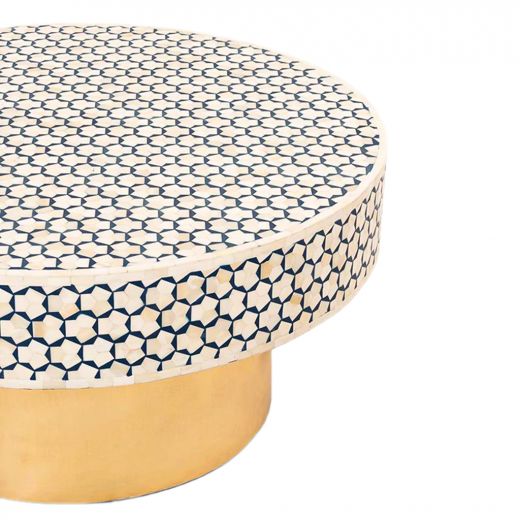 Geometric pattern gray bone inlay coffee table /handmade bone inlay furniture