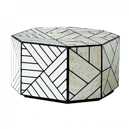 Bone inlay octagon shape table Handmade bone inlay furniture end table coffee table Conversation table for Free Shipping