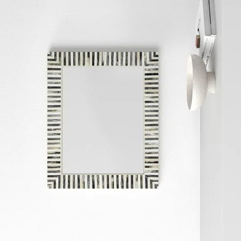 Bone Framed Wall Mounted Accent Mirror in White