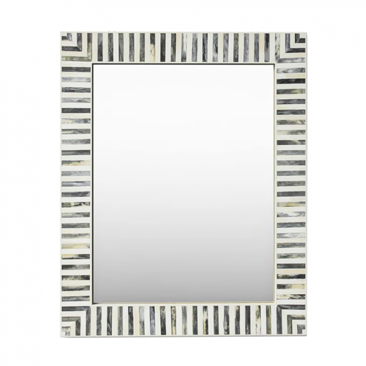 Bone Framed Wall Mounted Accent Mirror in White