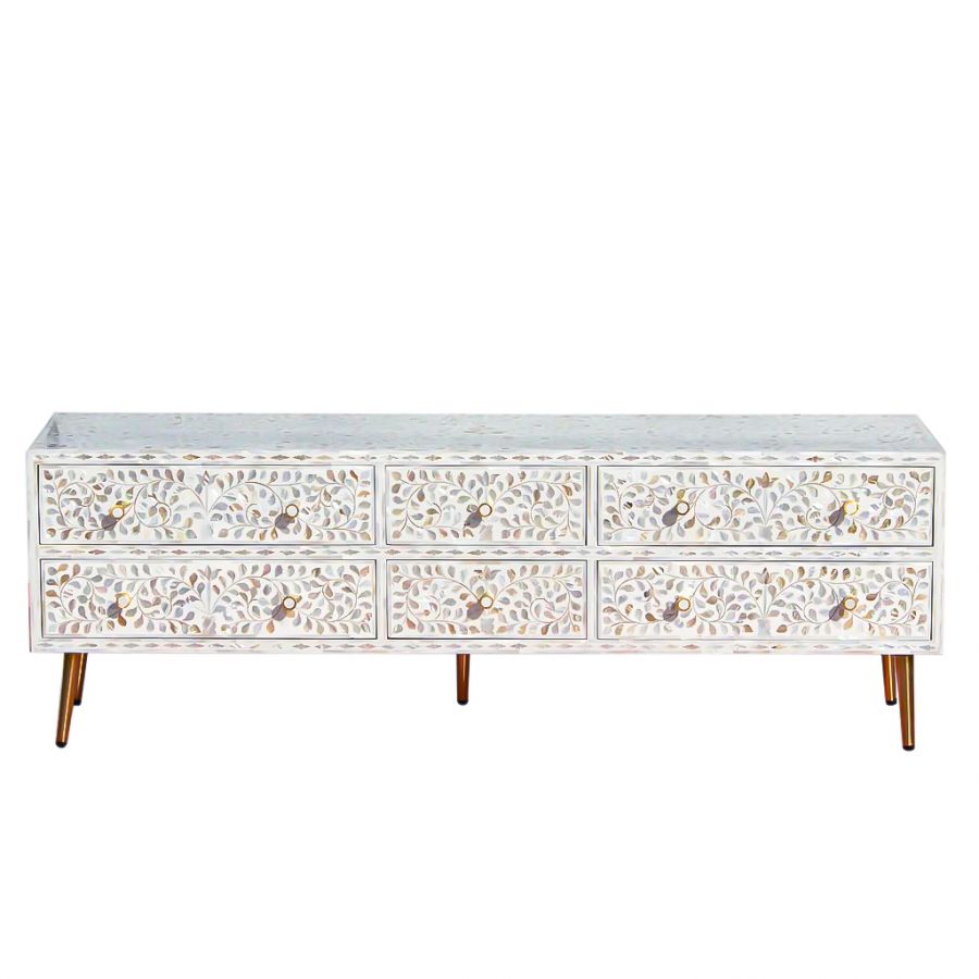 Mother of Pearl Console Drawer Dresser
